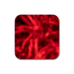 Cadmium Red Abstract Stars Rubber Square Coaster (4 Pack) by DimitriosArt