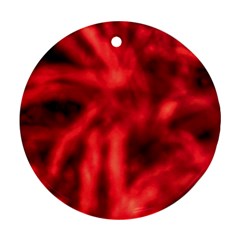 Cadmium Red Abstract Stars Round Ornament (two Sides) by DimitriosArt