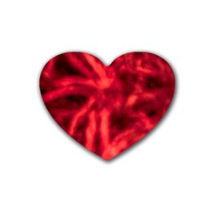 Cadmium Red Abstract Stars Rubber Coaster (Heart)