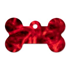 Cadmium Red Abstract Stars Dog Tag Bone (One Side)