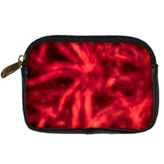 Cadmium Red Abstract Stars Digital Camera Leather Case by DimitriosArt