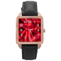 Cadmium Red Abstract Stars Rose Gold Leather Watch 