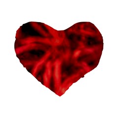 Cadmium Red Abstract Stars Standard 16  Premium Flano Heart Shape Cushions