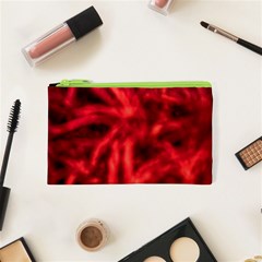 Cadmium Red Abstract Stars Cosmetic Bag (xs) by DimitriosArt