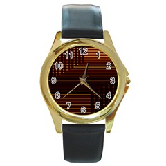 Gradient Round Gold Metal Watch