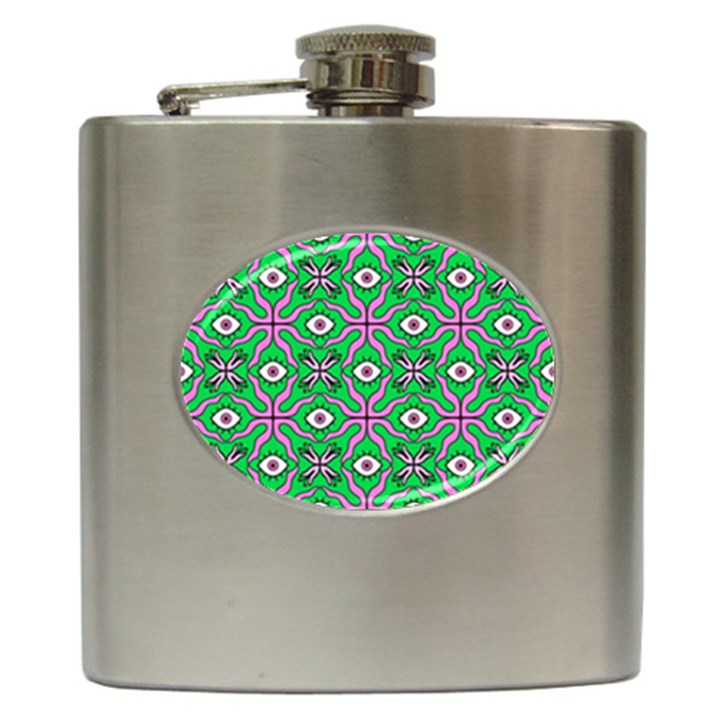 Abstract Illustration With Eyes Hip Flask (6 oz)