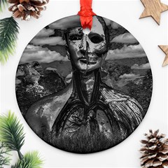 Bw Creepy Fantasy Scene Artwork Ornament (round) by dflcprintsclothing