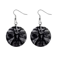 Bw Creepy Fantasy Scene Artwork Mini Button Earrings