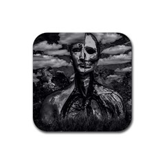 Bw Creepy Fantasy Scene Artwork Rubber Coaster (square) by dflcprintsclothing