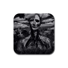 Bw Creepy Fantasy Scene Artwork Rubber Square Coaster (4 Pack)