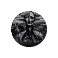 Bw Creepy Fantasy Scene Artwork Rubber Coaster (round) by dflcprintsclothing