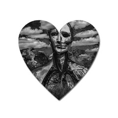 Bw Creepy Fantasy Scene Artwork Heart Magnet by dflcprintsclothing