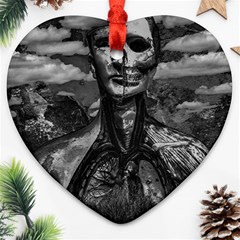 Bw Creepy Fantasy Scene Artwork Heart Ornament (two Sides) by dflcprintsclothing