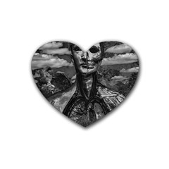 Bw Creepy Fantasy Scene Artwork Rubber Coaster (heart) by dflcprintsclothing