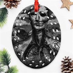 Bw Creepy Fantasy Scene Artwork Ornament (oval Filigree) by dflcprintsclothing