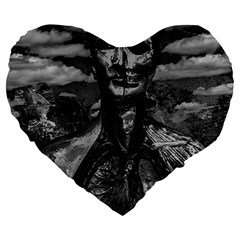 Bw Creepy Fantasy Scene Artwork Large 19  Premium Heart Shape Cushions by dflcprintsclothing