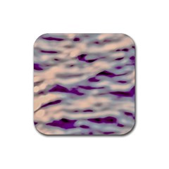 Orange  Waves Abstract Series No1 Rubber Coaster (square) by DimitriosArt