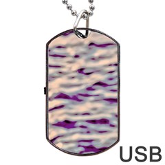 Orange  Waves Abstract Series No1 Dog Tag Usb Flash (two Sides) by DimitriosArt