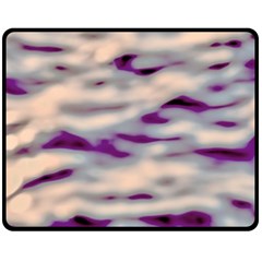 Orange  Waves Abstract Series No1 Double Sided Fleece Blanket (medium)  by DimitriosArt