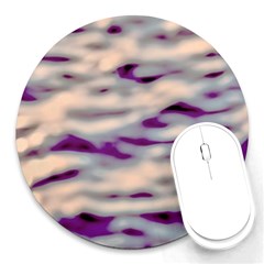 Orange  Waves Abstract Series No1 Round Mousepads by DimitriosArt