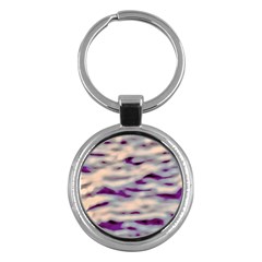 Orange  Waves Abstract Series No1 Key Chain (round) by DimitriosArt