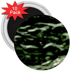 Green  Waves Abstract Series No5 3  Magnets (10 Pack) 