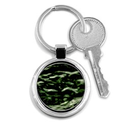 Green  Waves Abstract Series No5 Key Chain (round) by DimitriosArt