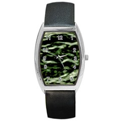 Green  Waves Abstract Series No5 Barrel Style Metal Watch by DimitriosArt