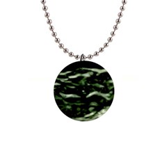 Green  Waves Abstract Series No5 1  Button Necklace by DimitriosArt