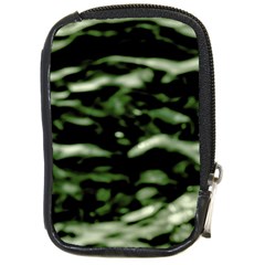 Green  Waves Abstract Series No5 Compact Camera Leather Case by DimitriosArt