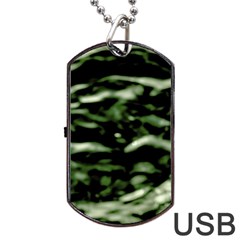 Green  Waves Abstract Series No5 Dog Tag Usb Flash (two Sides) by DimitriosArt