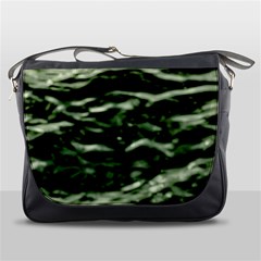 Green  Waves Abstract Series No5 Messenger Bag by DimitriosArt