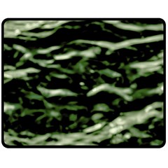 Green  Waves Abstract Series No5 Double Sided Fleece Blanket (medium)  by DimitriosArt