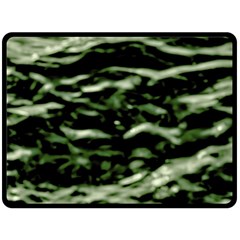 Green  Waves Abstract Series No5 Double Sided Fleece Blanket (large)  by DimitriosArt