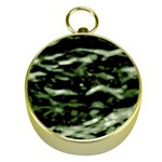 Green  Waves Abstract Series No5 Gold Compasses Front