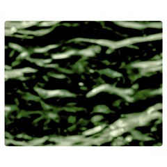 Green  Waves Abstract Series No5 Double Sided Flano Blanket (medium)  by DimitriosArt