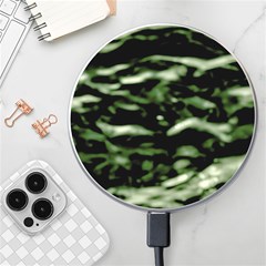 Green  Waves Abstract Series No5 Wireless Charger by DimitriosArt