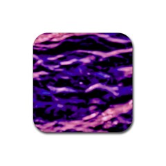 Purple  Waves Abstract Series No1 Rubber Coaster (square) by DimitriosArt