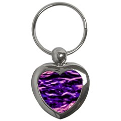 Purple  Waves Abstract Series No1 Key Chain (heart) by DimitriosArt