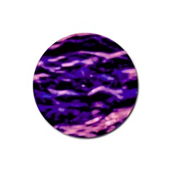 Purple  Waves Abstract Series No1 Rubber Round Coaster (4 Pack) by DimitriosArt