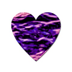 Purple  Waves Abstract Series No1 Heart Magnet by DimitriosArt