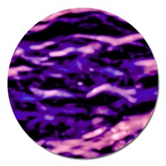 Purple  Waves Abstract Series No1 Magnet 5  (round) by DimitriosArt