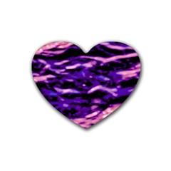 Purple  Waves Abstract Series No1 Rubber Coaster (heart) by DimitriosArt