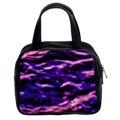 Purple  Waves Abstract Series No1 Classic Handbag (two Sides) by DimitriosArt