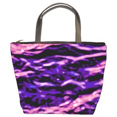 Purple  Waves Abstract Series No1 Bucket Bag by DimitriosArt