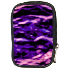 Purple  Waves Abstract Series No1 Compact Camera Leather Case by DimitriosArt