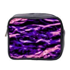 Purple  Waves Abstract Series No1 Mini Toiletries Bag (two Sides) by DimitriosArt