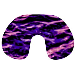 Purple  Waves Abstract Series No1 Travel Neck Pillow by DimitriosArt