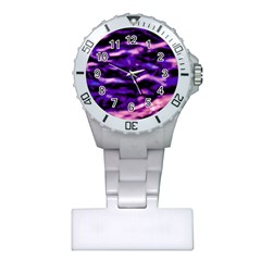 Purple  Waves Abstract Series No1 Plastic Nurses Watch by DimitriosArt