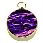 Purple  Waves Abstract Series No1 Gold Compasses Front